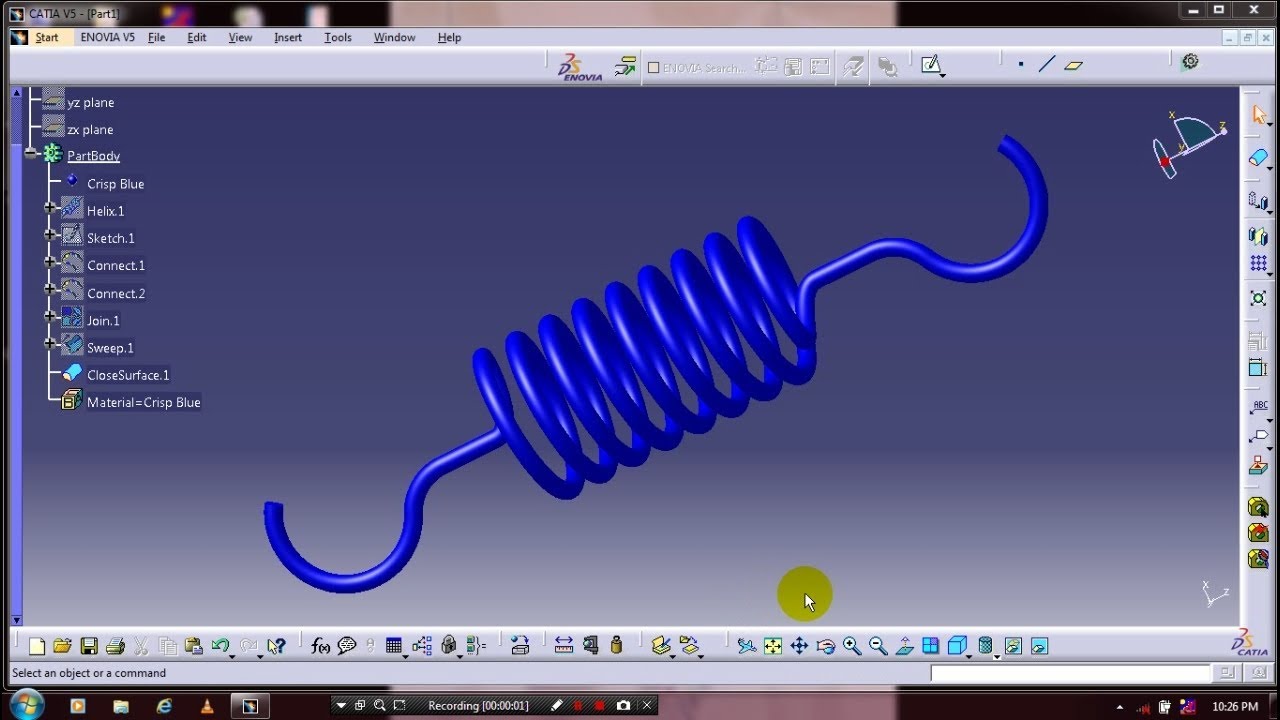 SPRING WITH HOOK IN CATIA V5