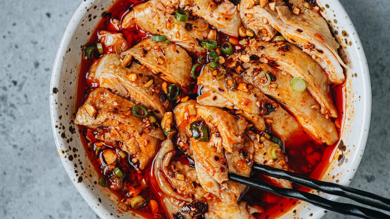 Sichuan Chicken in Red Oil Sauce (Saliva Chicken, 口水鸡) Recipe
