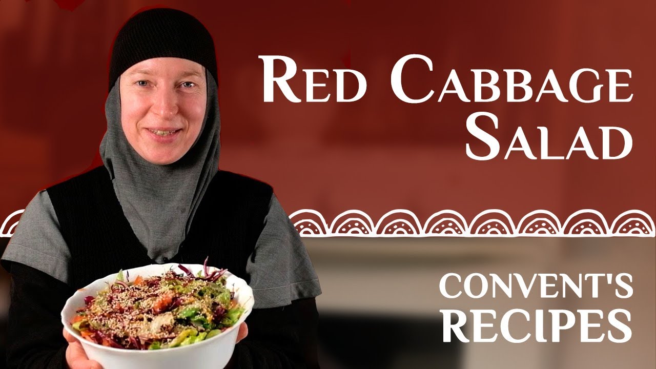 Convent's recipes: Red Cabbage Salad. Vegan dish.