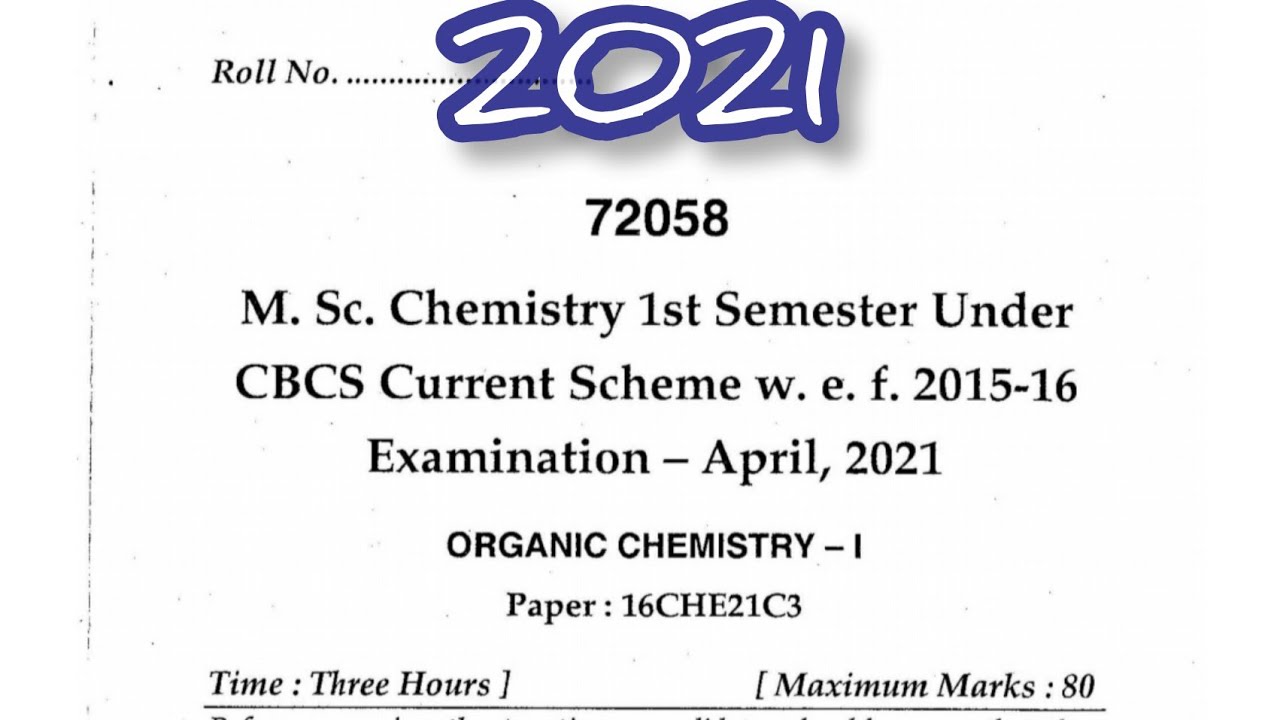 MDU/M.Sc. Chemistry 1st Sem 2021/Organic Chemistry- I /Question Paper #knowlwdgeaddaofficial