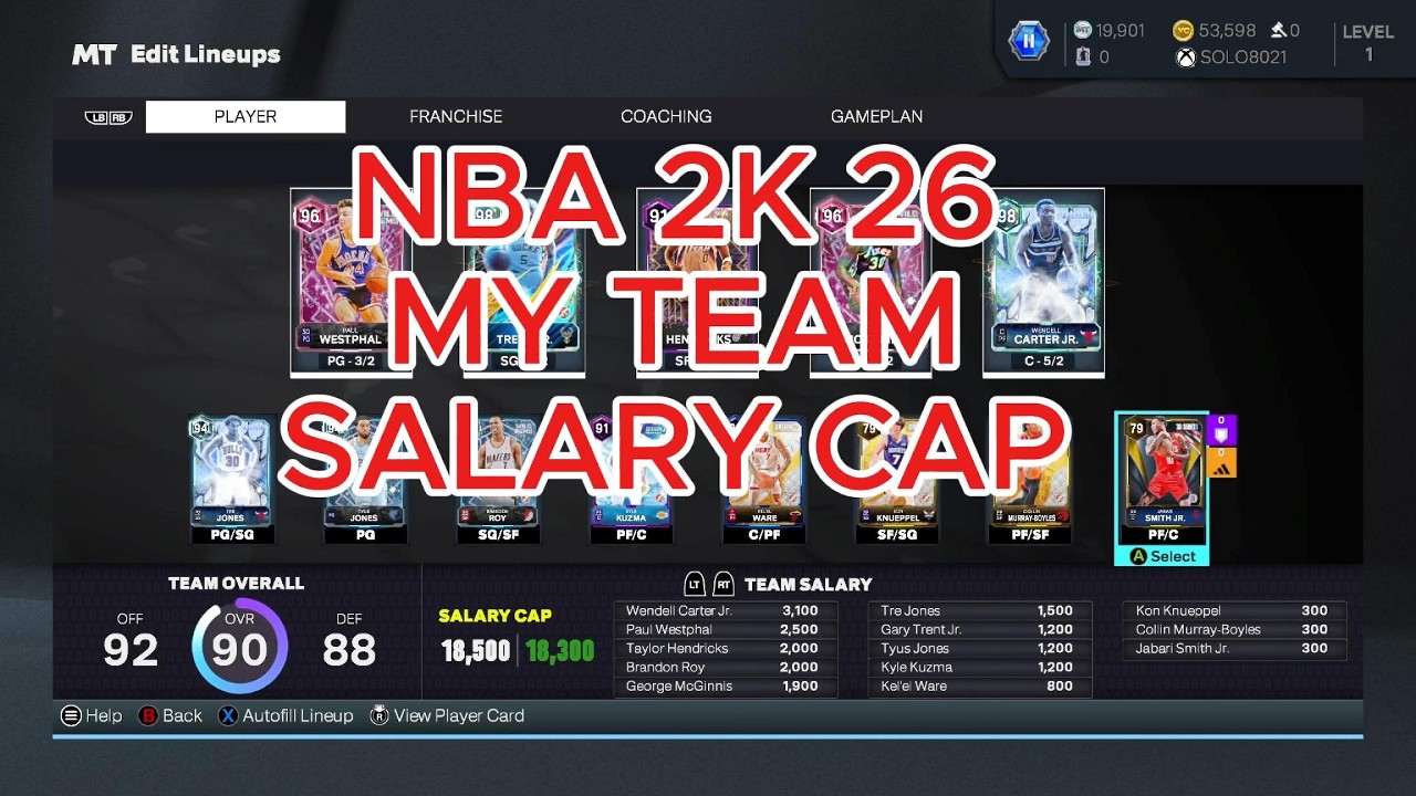 NBA 2K26 MY TEAM SALARY CAP SETUP