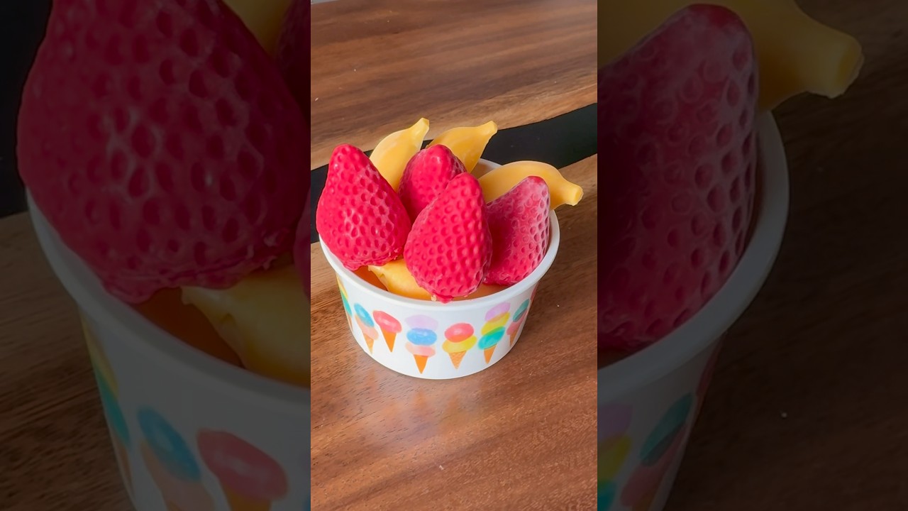 🌟Viral fruit shaped ice cream 🍓🍨#viral #fruit #viraldessert  #mukbang #easydessert