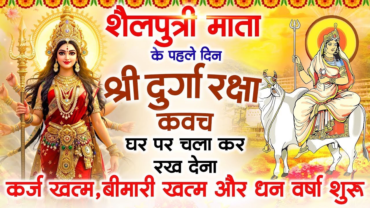 शैलपुत्री माता के पहले दिन अपने घर में दुर्गा रक्षा कवच चलाकर रखें र्कज खत्म बीमारी खत्म धन वर्षा