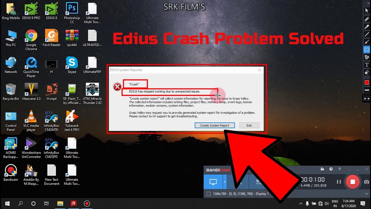Edius Crash Problem Solved | Edius Crash Report | 2020 | srk video mixing point | srk film's