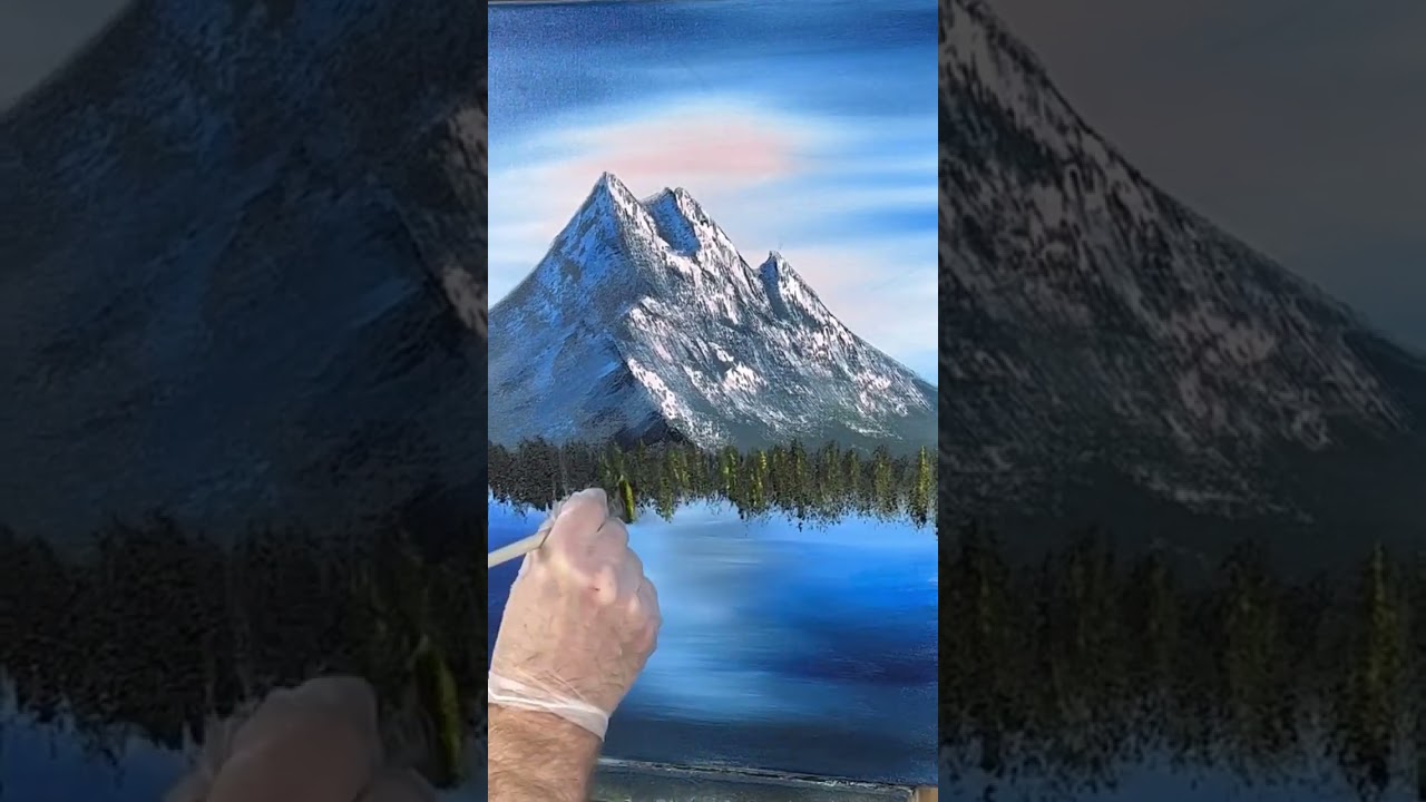 Painting pine trees, reflections and a waterline 