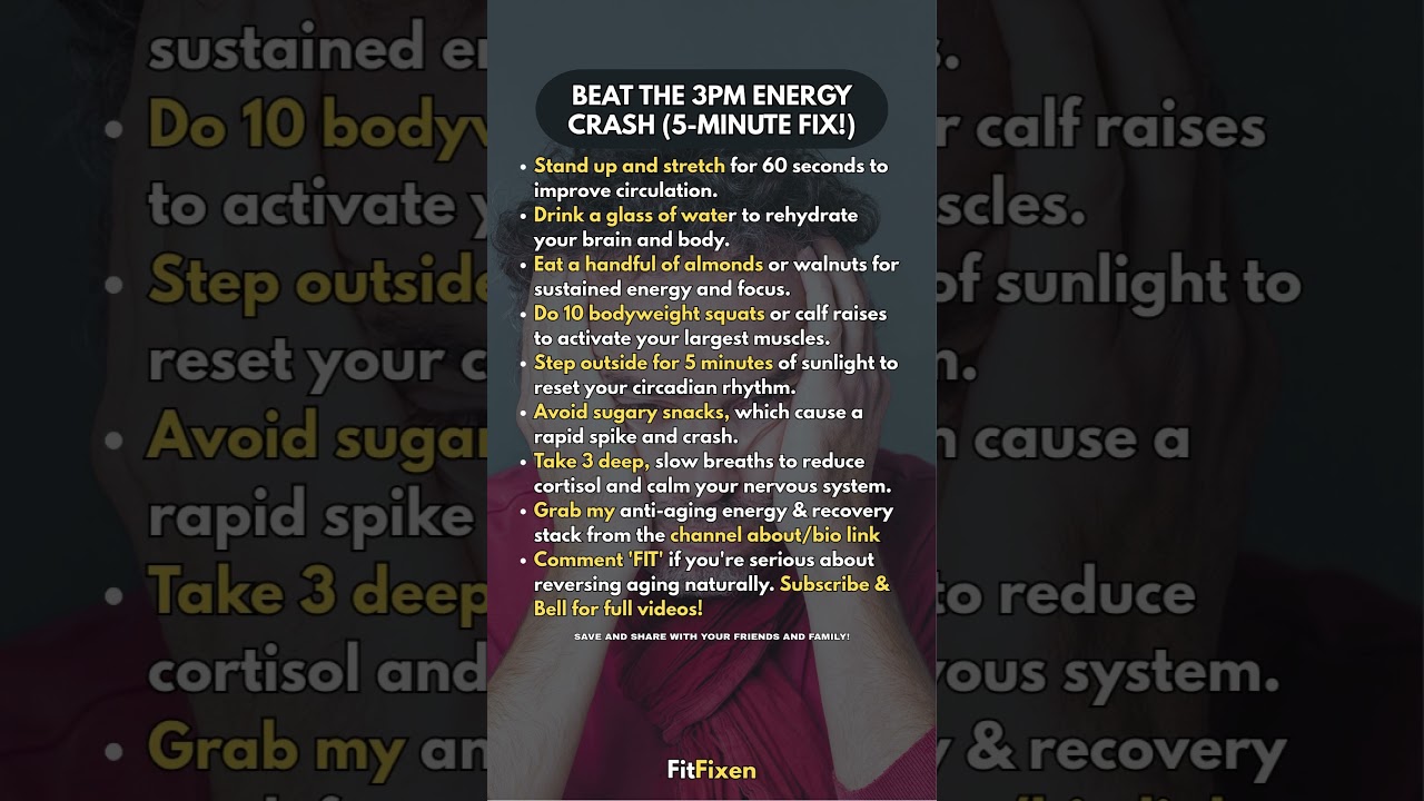 👆 Beat the 3PM Energy Crash in 5 Minutes (52% of You Need This!) #FitFixen #shorts