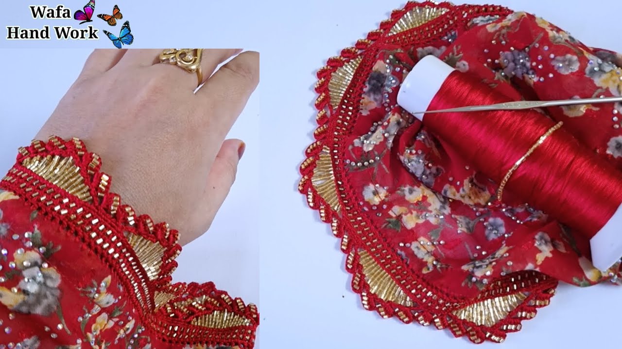 Amazing ideas easy Stylish Crochet Hand work🌹Crochet Border for sleeves🌹crosia Beads Lace Pattern🌹