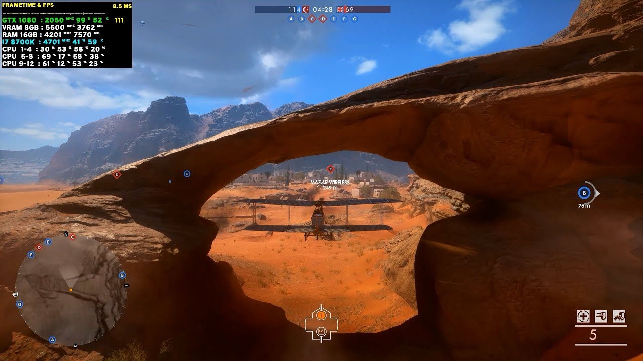 Battlefield 1 - i7 8700K - GTX 1080 - 1440p