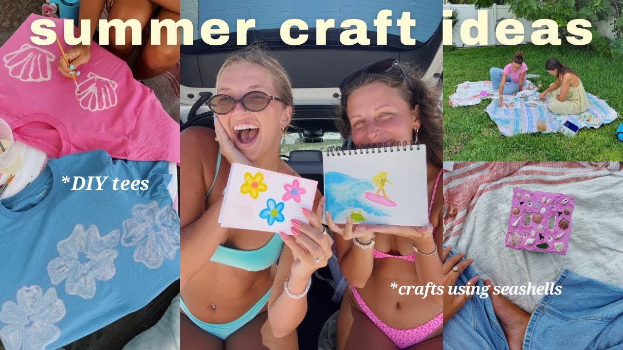 craft ideas for when you&rsquo;re bored this summer | diy bleach tees, watercolor, & shell crafts