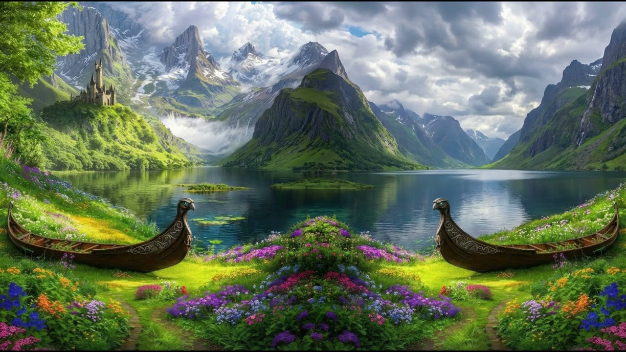 The Wizard's Quiet Harbor | Floating Castle View | Soothing Celtic Sounds 4K [No Ads]