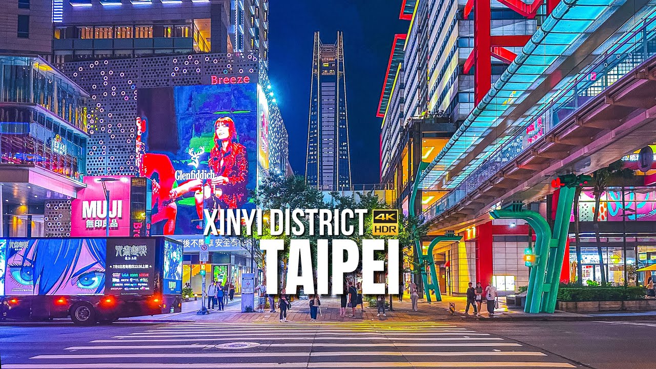 Taipei &mdash; Xinyi District Night Walking Tour 2023【4K HDR】 | City Walking Tour