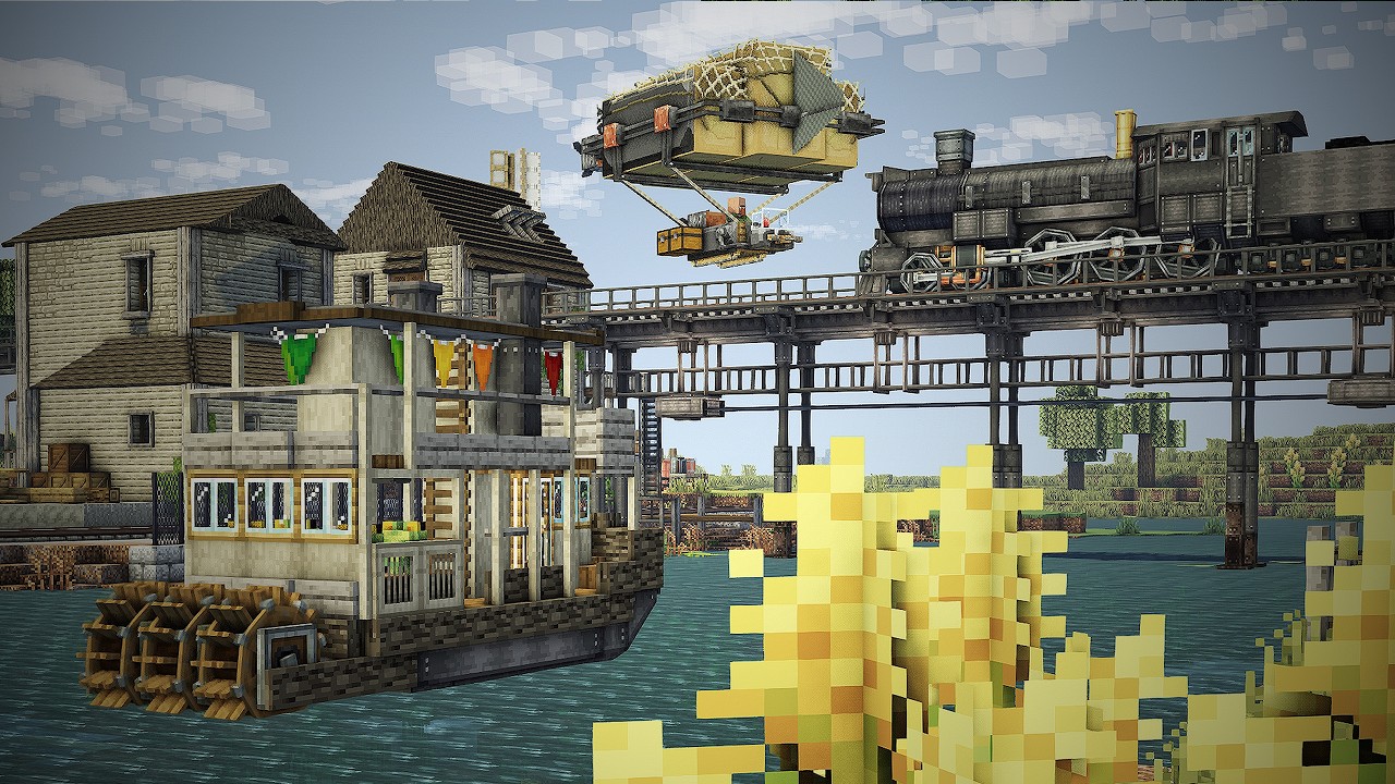 Airships & Paddle Steamboat in Minecraft Create Mod! (Create Mod Ep.7)