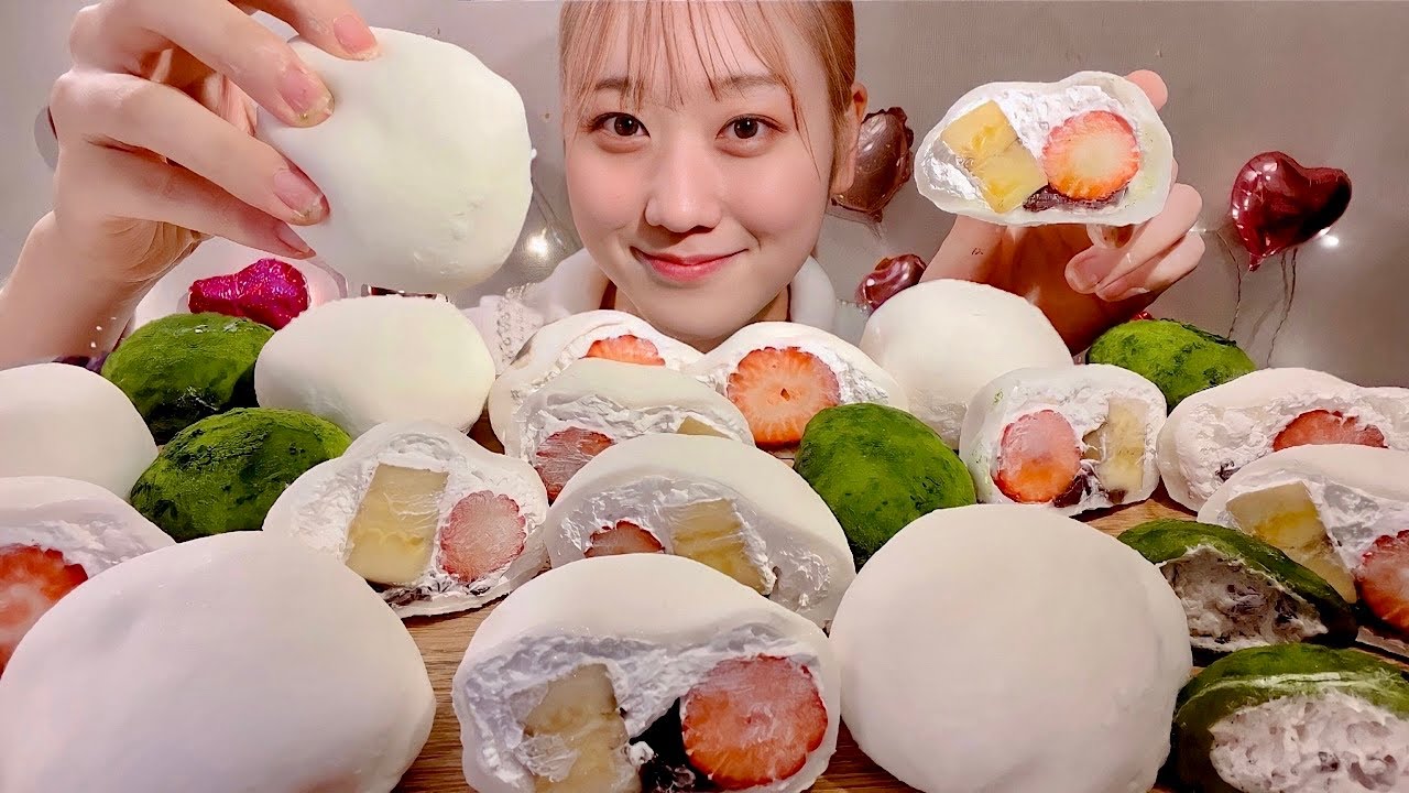 ASMR Фруктовый крем дайфуку【русские субтитры】【Mukbang/ Eating Sounds】