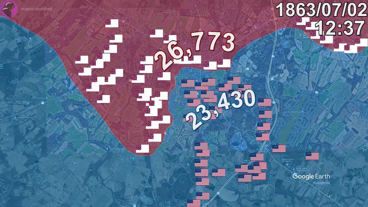 Battle of Gettysburg using Google Earth