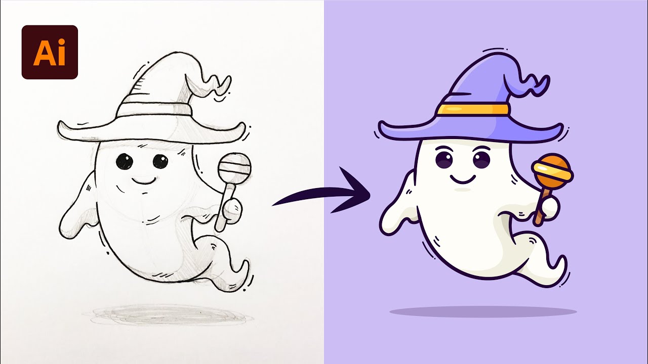 Учебное пособие по Adobe Illustrator: создание персонажа-призрака в Sketch (HD)