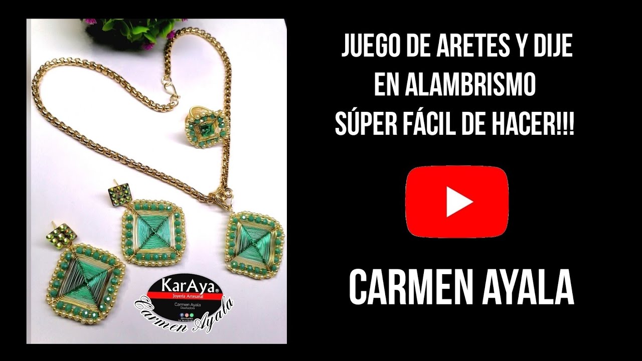 Juego de Aretes y Dije en Alambrismo Súper Fácil de Hacer!!! 