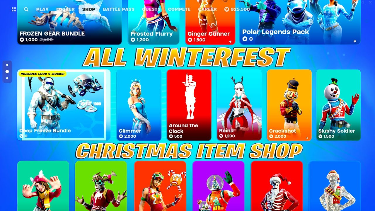 Fortnite Winterfest ITEM SHOP All Christmas Skins, Emotes and Bundles!
