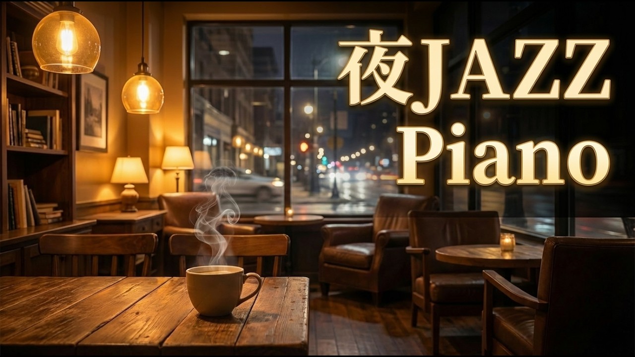 夜の作業用BGM｜癒しのピアノジャズ【1時間】Evening Piano | Soft Jazz in Warm Coffee Shop with Candlelight for Sleeping