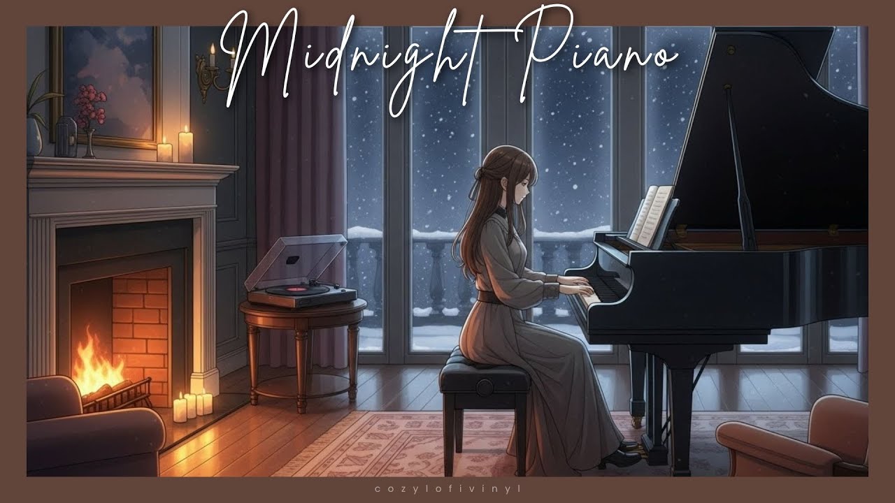 Late night winter focus studying piano with calm ambient lofi tones 🎶