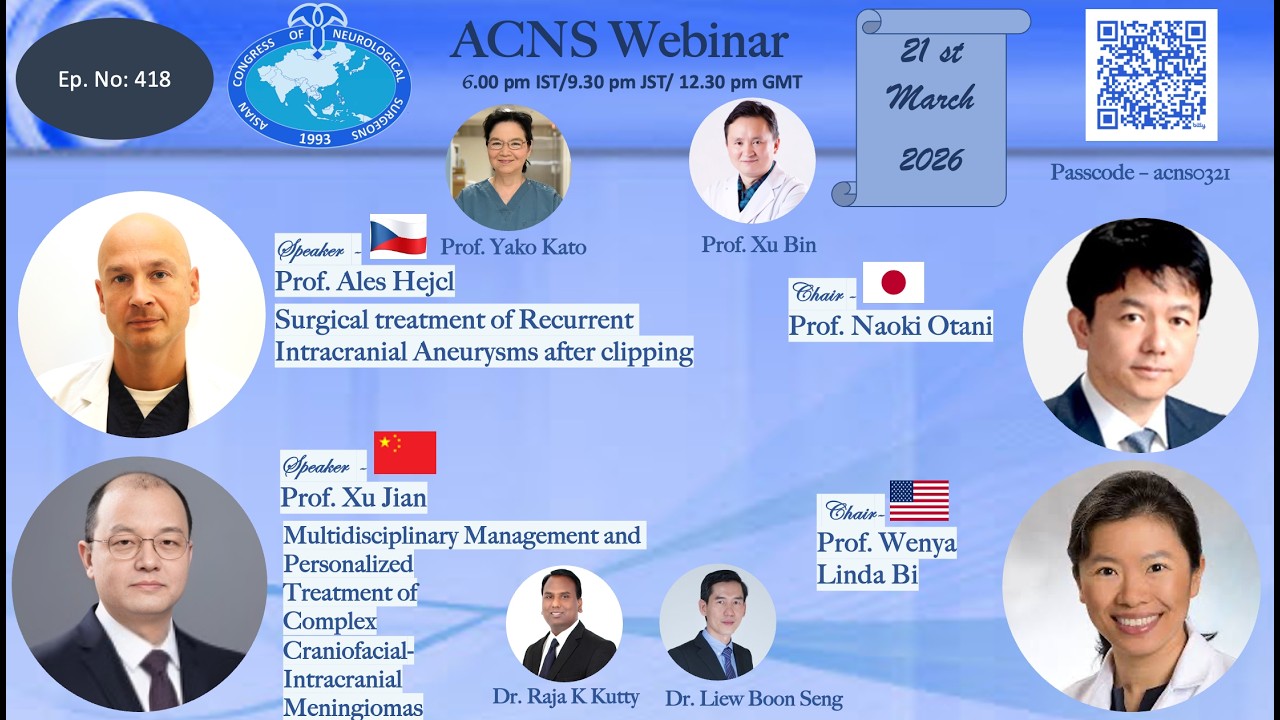 ACNS Webinar -Mar 21 -Mgmt of ReC Aneurysms after Clipping & Sx of Complex Craniofacial Meningiomas