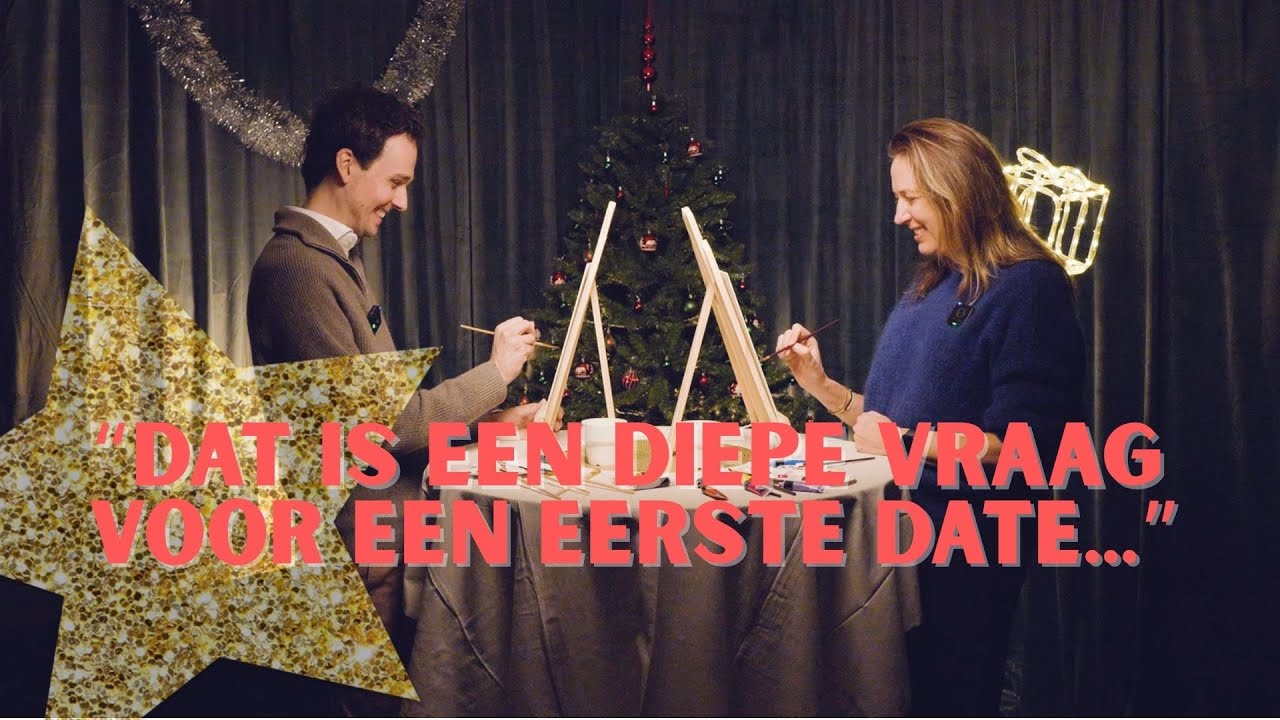 First Dates, Tweede Kamer: Marjolein en Luc schilderen elkaar na.
