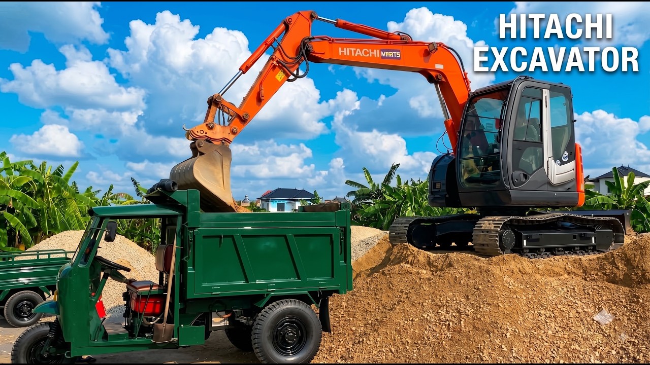 Powerful Hitachi Excavator Loading A Dump Truck | Heavy Equipment In Action
