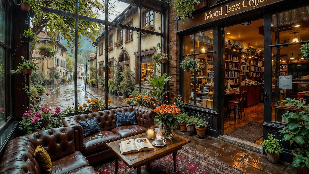 Дождливая кофейня в марте ☕ Инструментальная музыка в стиле мягкого джаза со звуками дождя для учёбы