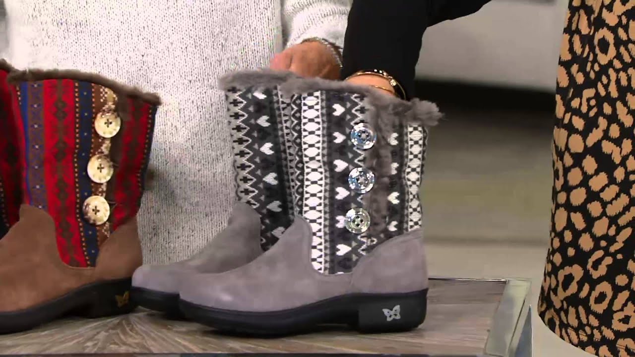Alegria Suede & Knit Mid-calf Boots w/ Faux Fur - Nanook on QVC