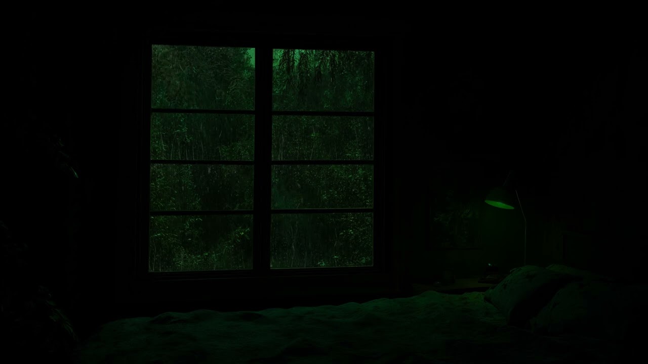 Gentle Night Rain Sounds in a Dark Room (No Ads) 🌧 | Window Rain for Sleep & Meditation