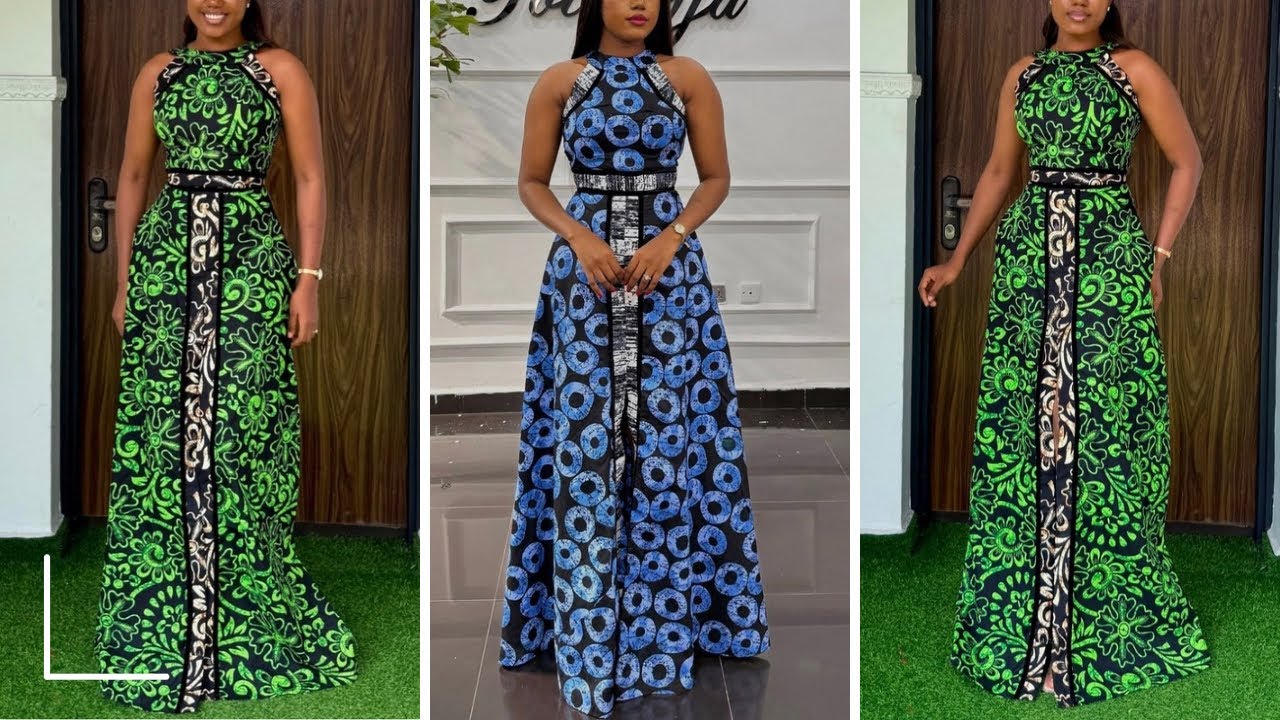 How To Cut and Sew Trendy Ankara Halter neck dress with 180  degrees flare/Halter neck dress /Part1