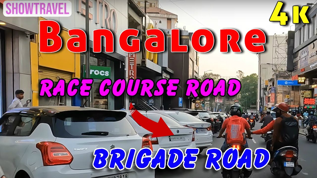 Banglore- Race course road to Brigade Road. Moto vlog | 4 K video