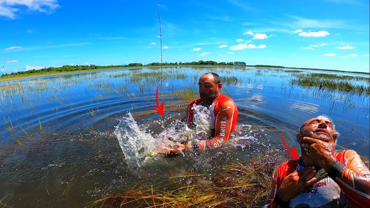 A gigante me nocauteou na pescaria caipira.