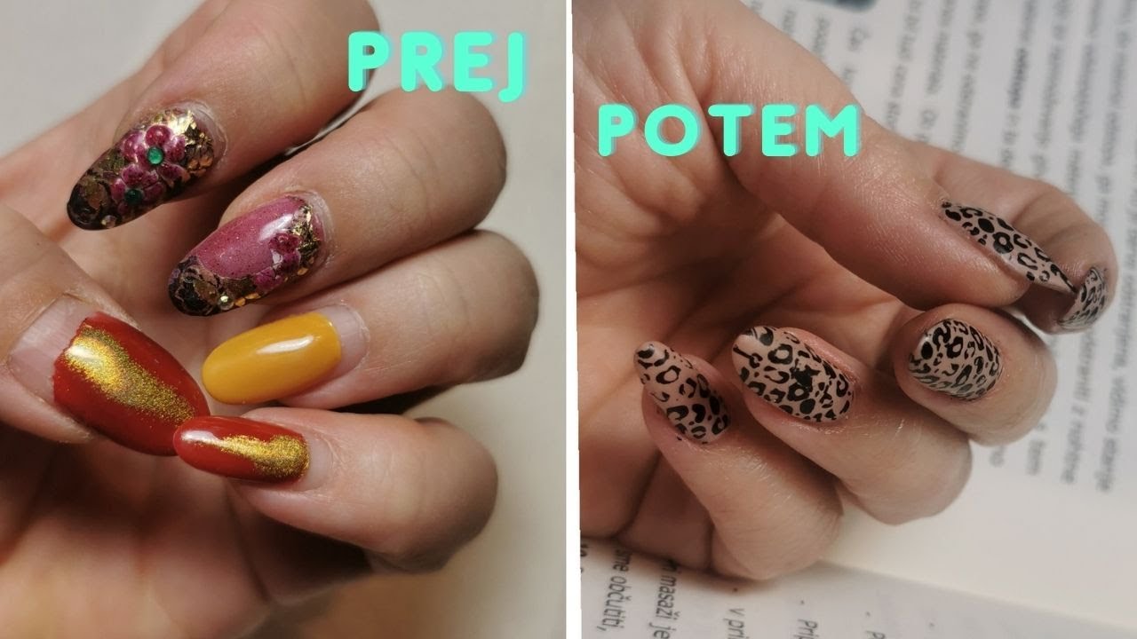 Korekcija nohtov na sebi - piljenje z električno pilico. Gel + štampiljke nail art