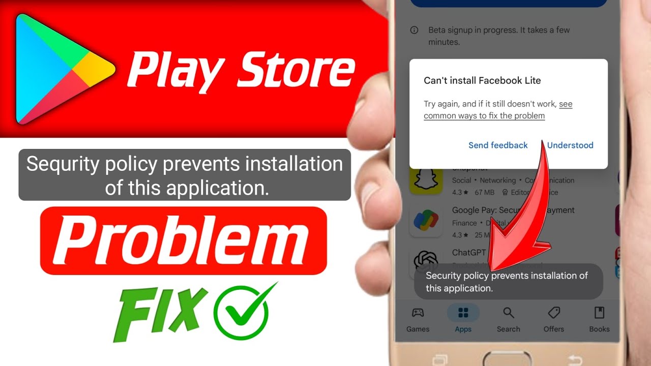 Sequrity policy prevents installation of this application play store  | Can't install app play store