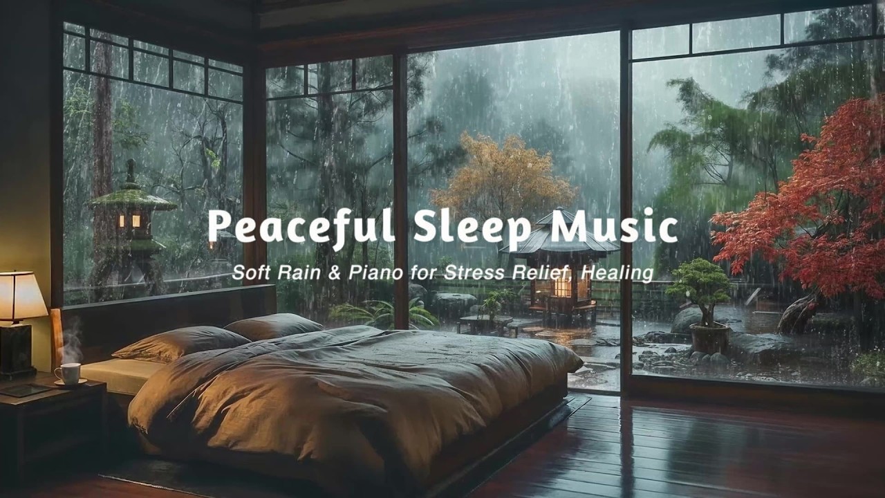 Deep Sleep on a Cozy Rainy Night | Soft Piano & Rain Sounds Ambient for Calm Relaxation, Meditation