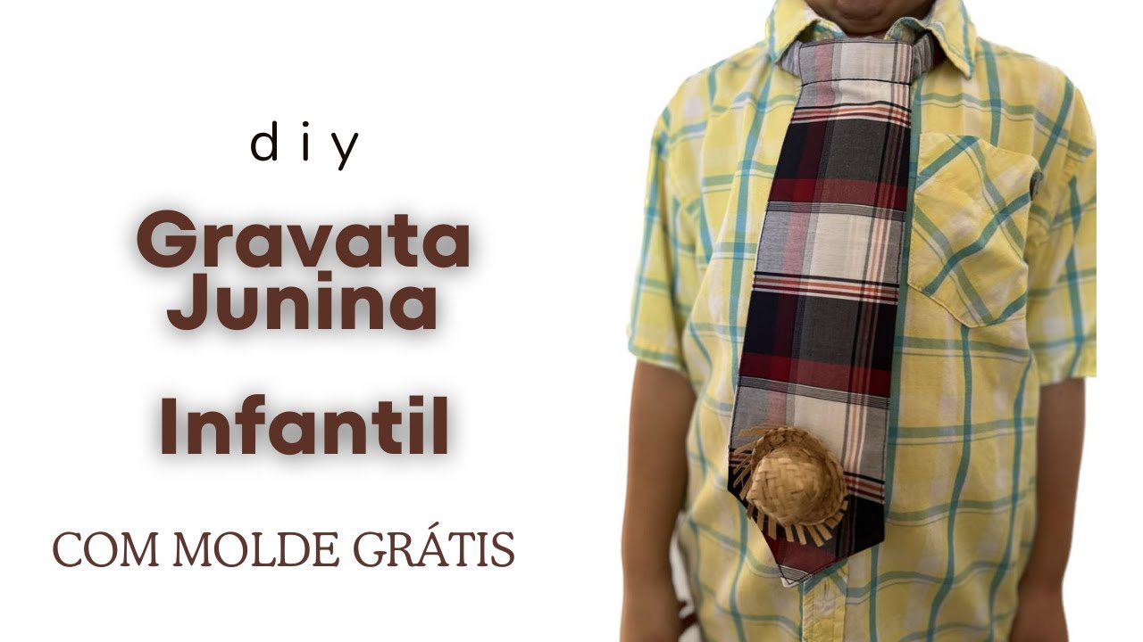 Gravata Junina Infantil - Com molde grátis