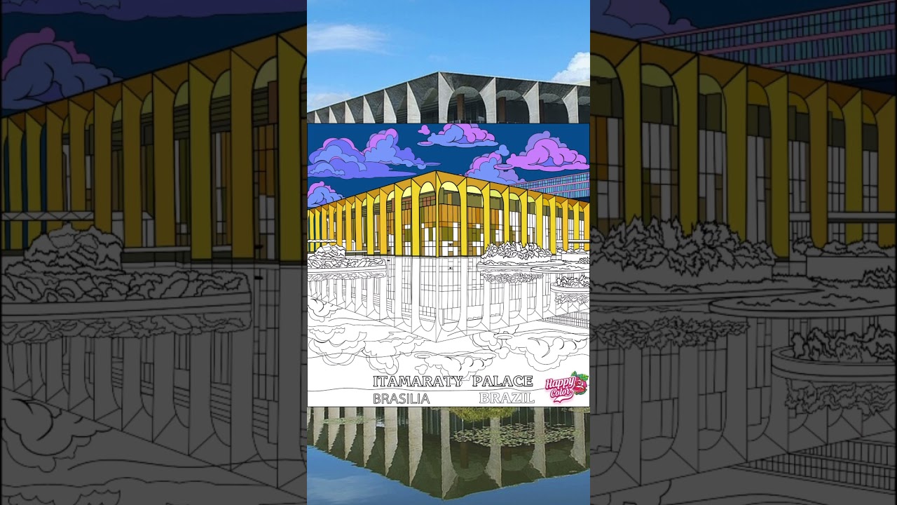 Itamaraty palace, Brasilia, Brazil #coloring #art #travel #itamaraty #brasilia #brazil #shorts