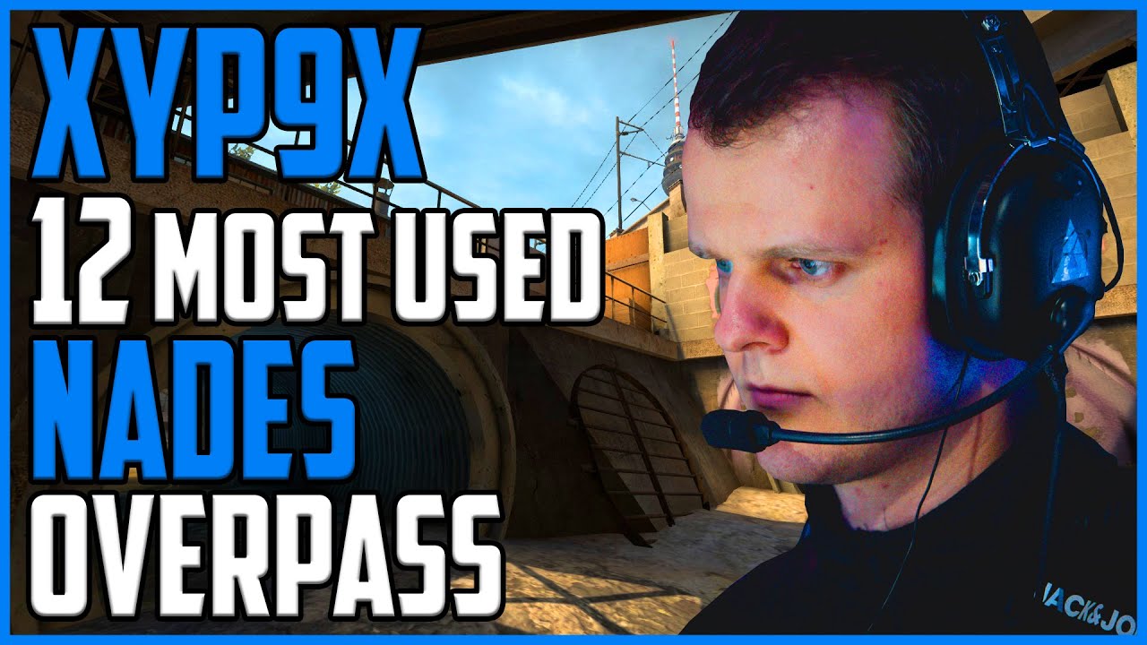 Xyp9x 12 most used Nades on Overpass