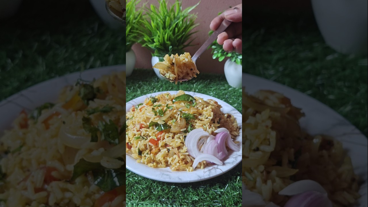 Leftover Rice Masala Recipe | Spicy Masala Rice in 10 Minutes #shorts #rich #recipe #cooking