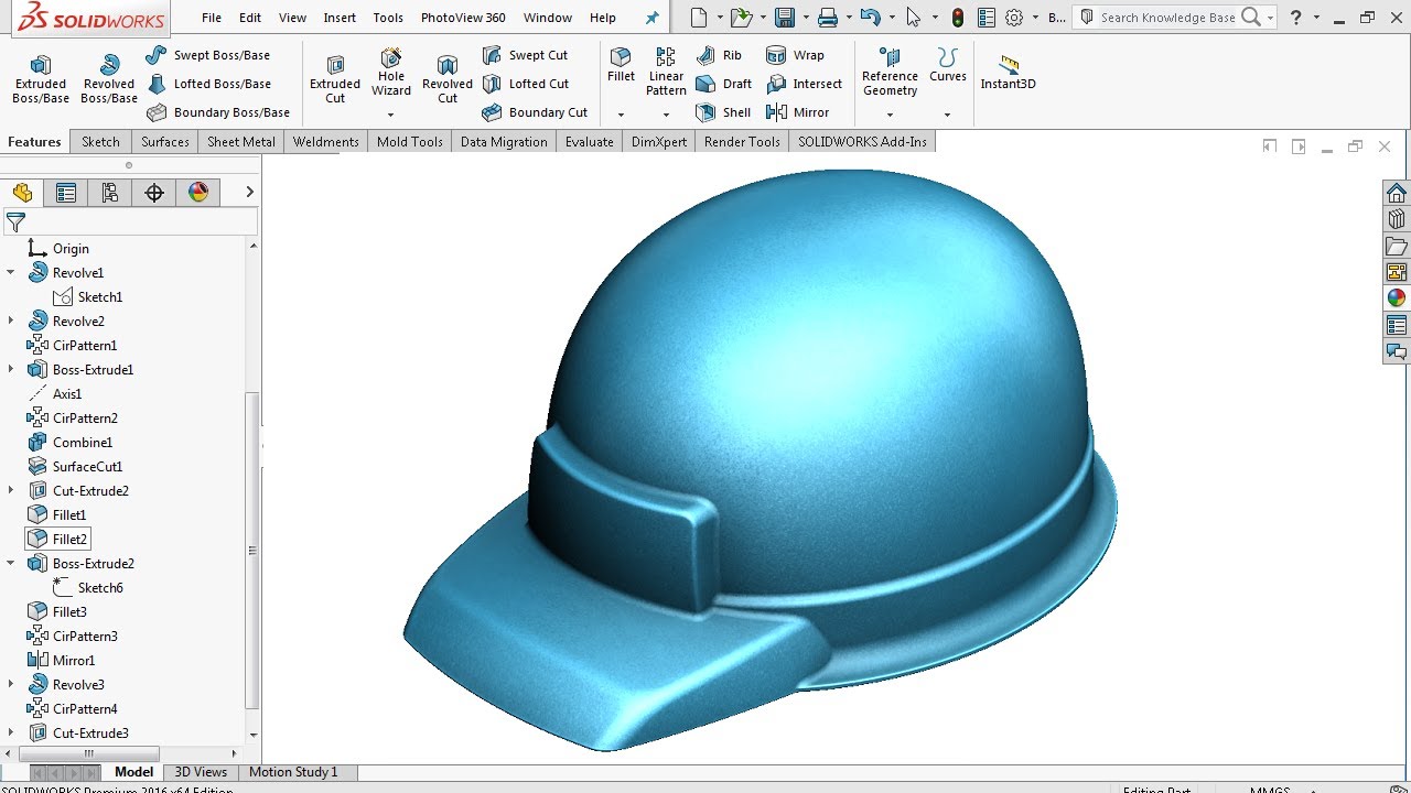 Advance Surface Modeling - SolidWorks Surface - Safety Helmet