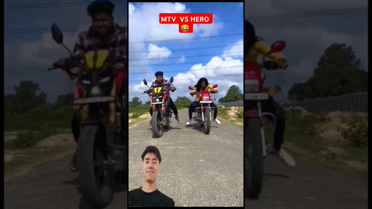 MTV 5 vs Hero bike funny videos 😂 #viralshots #realfools #bikerace