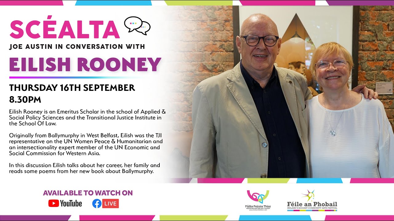 Scéalta | Joe Austin in conversation with Eilish Rooney | Féile An Phobail | Fáilte Feirste Thiar