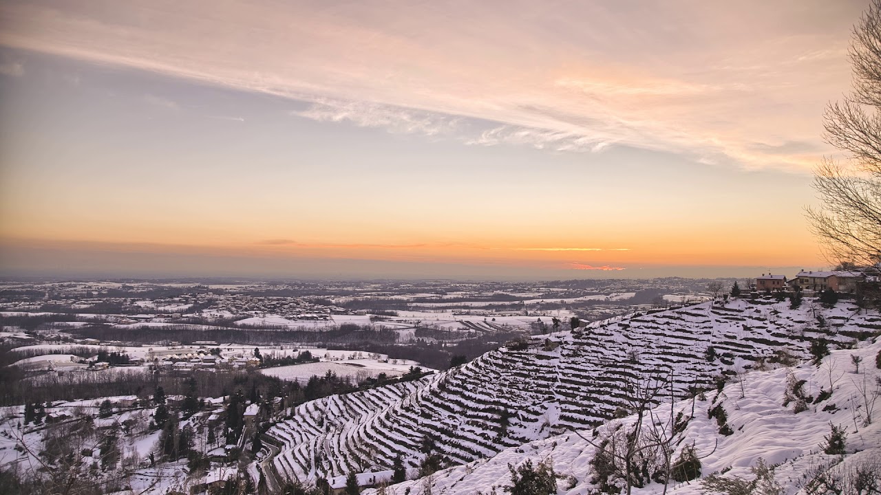 Winter sunset over Hill with Snow Timelapse HDR