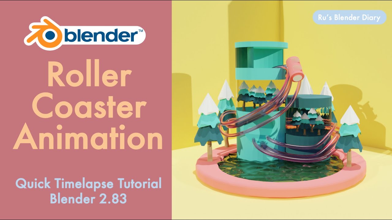 Roller Coaster Animation in Blender 2.8 - Beginner Low Poly Tutorial / Timelapse