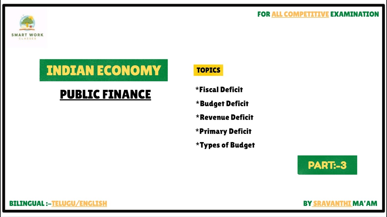 PUBLIC FINANCE Part-3|Fiscal Deficit, Revenue Deficit, Primary Deficit & Budget Def |INDIAN ECONOMY|