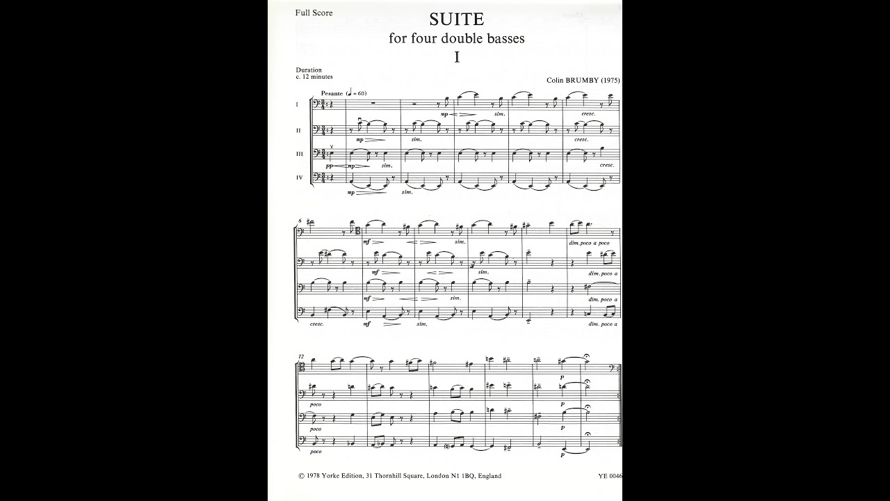 Colin Brumby – Suite for four Double Basses
