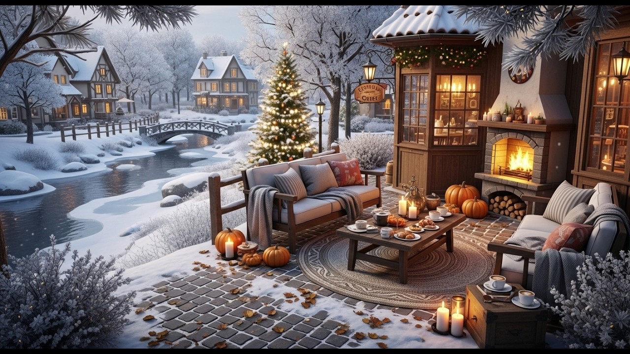 Winter Jazz Background ❄ Cozy Porch Ambience for Stress Relief and Gentle Energy