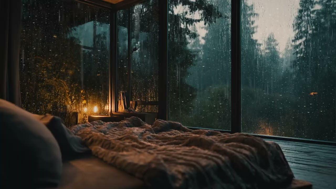 Rain & Thunder in a Glass House 🌧️🌲 Forest Ambience Piano for Deep Sleep & Focus