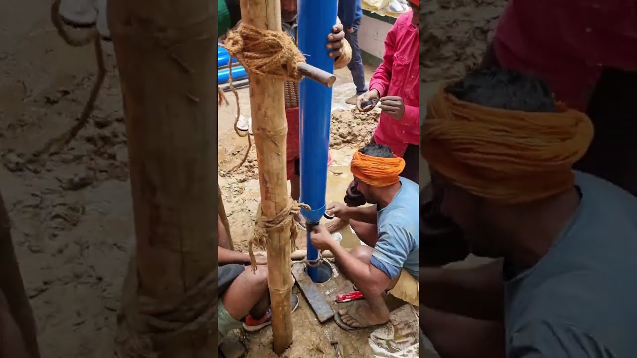 Manual Boring full process | How to make 4 inch bore well in earth for submersible pump.
