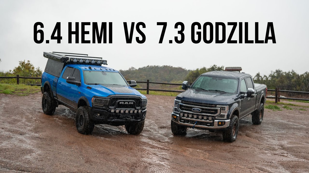 6.4L Hemi Ram Power Wagon VS 7.3 Godzilla Ford Super Duty | What's the Better Gas Truck?